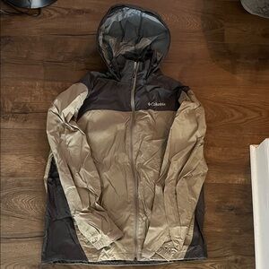 Columbia Two-Tone Hooded Jacket in Tan and Black